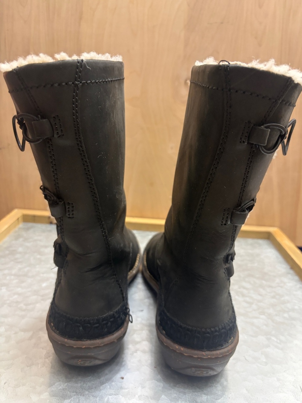 UGG Women's Black Lace-Up Shearling Winter Boots - Picture 3 of 7